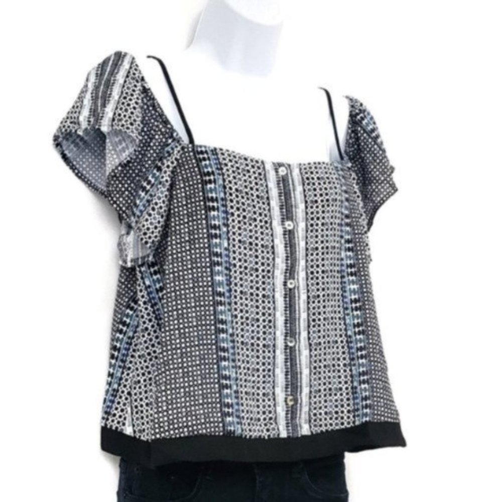 SUMMER TOP GREYLIN Keeley Cold Shoulder Navy Dot Top Small SO SO CUTE!